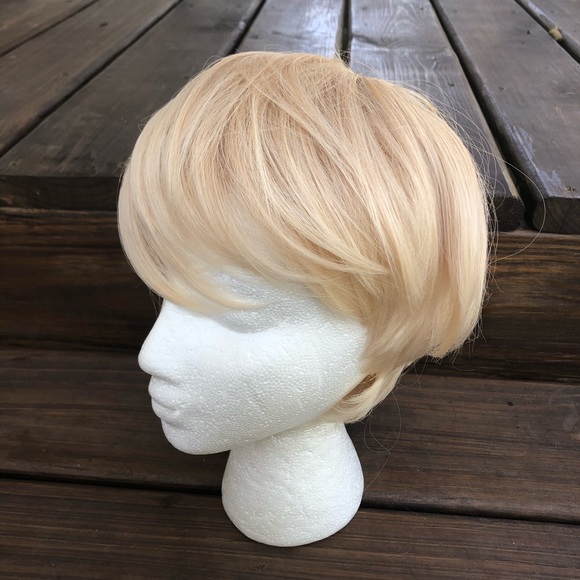 NWT 6-8” Pale blonde pixie warm dimension wig mens womens bangs unisex short - Picture 10 of 16